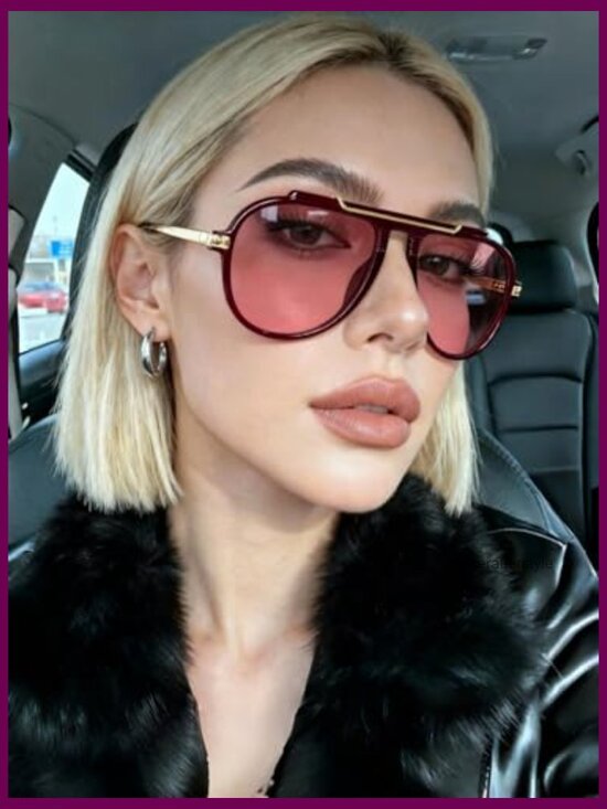 Oversized Aviator Sunglasses Gold Metal Tangle Free Retro main image 2